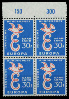 SAAR OPD 1958 Nr 440 Postfrisch VIERERBLOCK ORA X976BBE - Unused Stamps