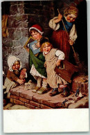 39624831 - Platz Gemacht! Maedchen Mit Reisigbesen Scheucht Kinder Von Der Treppe Hanfstaengls Kuenstlerkarte Nr. 149 - Kaulbach, Hermann