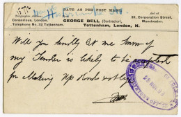 LONDON : TOTTENHAM - GEORGE BELL (CONTRACTOR), 1899 / SOUTH TOTTENHAM SQUARE CIRCLE / FULHAM, TOWN HALL - Londres – Suburbios