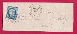 N°60 CAD TYPE 17 BRINON LES ALLEMANDS NIEVRE POUR CLAMECY LETTRE - 1849-1876: Periodo Clásico