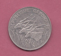 Gabon, 1984- 100 Francs- Nickel- Obverse  Three Giant Elands. Reverse Denomination. BB. VF. TTB. SS - - Gabon