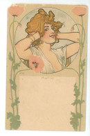 Carte ART NOUVEAU ( Femme / Coquelicot ) MATIN Illustrateur B.W. ( Mauvais état Dommage Car Type Mucha ) - Other & Unclassified