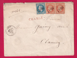 N°29 23 PAIRE GC 4108 VARZY NIEVRE LETTRE CHARGE POUR CLAMECY LETTRE - 1849-1876: Classic Period