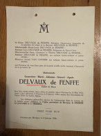 Mademoiselle Geneviève Delvaux De Fenffe *1912 Cierreux +1934 Cierreux Par Bovigny Van Cutsem - Todesanzeige