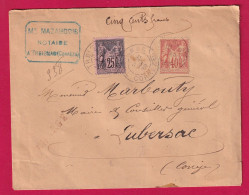 N°89 94 TREIGNAC CORREZE LETTRE CHARGE POUR LUBERSAC LETTRE - 1877-1920: Semi Modern Period