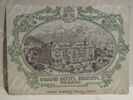 Pubblicitario VUE GENERAL DU MERAN Grand Hotel Bristol-Merano.  130x95 Mm. - Advertising