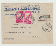 BUSTA SENZA LETTERA PUBBLICITARIA  - RACCOMANDATA DESSIE DEL 1939 VERSO ROMA WW2 - AFRICA ORIENTALE ITALIANA - Poststempel