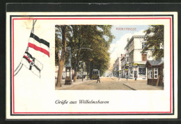 AK Wilhelmshaven, Roonstrasse, Reichskriegsflagge  - Wilhelmshaven