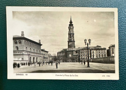 973 SPAIN ESPAÑA ZARAGOZA CATEDRAL Y PLAZA DE LA SEO REAL PHOTO POSTCARD RARE POSTCARD - Zaragoza