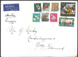 New Zealand Mount Cook Cover To Austria 1963. Christmas Railway Train Stamp - Covers & Documents