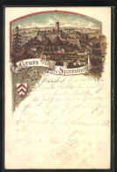 Lithographie Bielefeld, Ansicht Der Sparrenburg Und Wappen  - Bielefeld