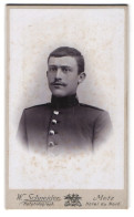 Photo W. Schneider, Metz, Hotel Du Nord, Portrait De Soldat En Uniforme Avec Moustache  - Personnes Anonymes