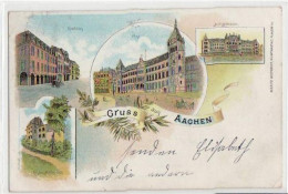 39052031 - Aachen, Lithographie Mit 4 Abbildungen Gelaufen Von 1900 Kleiner Knick Unten Rechts, Kleine Knicke Mit Einri - Aachen