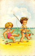 R152548 Old Postcard. Girl And Boy Near The Sea. Cartoon. 1967 - Monde