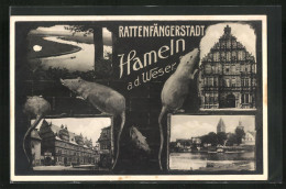 AK Hameln, Rattenfängerhaus, Weserpartie  - Hameln (Pyrmont)