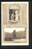 AK Mannheim, Denkmal, Familie Am Fenster  - Mannheim