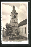 AK Hassloch /Pfalz, Grosse Prot. Kirche U. Kriegerdenkmal  - Hassloch