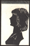 Silhouette Woman Girl Portrait Art Paper Cut-out 2 Side Card 15x10 Cm #37591 - Personnes Anonymes