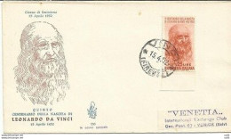 Leonardo Da Vinci Lire 25 Su Busta Venetia Club - FDC