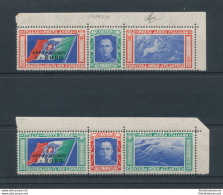 1933 Regno Posta Aerea N. 51RDa/52d Trittici Borg Varietà Ciuffo MNH** - Andere & Zonder Classificatie