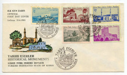 Turkish Republic Of Northern Cyprus 1980 FDC Scott 85-89 Historic Landmarks - Lettres & Documents