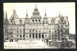 AK Wiesbaden /Rh., Rathaus Mit Brunnen  - Wiesbaden