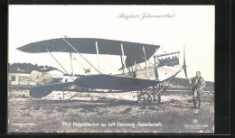 Foto-AK Sanke Nr.: Berlin-Johannisthal, Pfeil-Doppeldecker-Flugzeug Der Luft-Fahrzeug-Gesellschaft Auf Dem Flugplatz  - Photographie