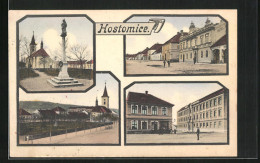 AK Hostomice, Teilansicht Mit Kirche, Mariensäule  - Tchéquie