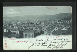 Mondschein-AK Reichenberg / Liberec, Panorama Mit Gebirge  - Czech Republic