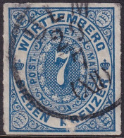 Wurttemberg 1869 Sc 50 Mi 39 Used Ulm Cancel Scuff Mark At Bottom - Used