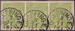 Wurttemberg 1869 Sc 47 Mi 36 Strip Of 3 Used Goeppingen Cancels On Piece - Oblitérés