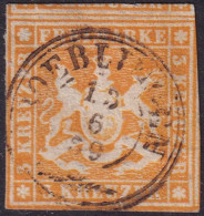 Wurttemberg 1857 Sc 9 Mi 7 Used Boeblingen Cancel Small Thin - Gebraucht