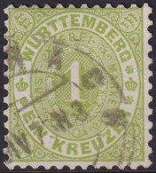 Wurttemberg 1874 Sc 54 Mi 43 Used Tiny Thin At Top - Gebraucht