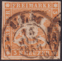 Wurttemberg 1857 Sc 9 Mi 7 Used Ulm Cancel - Oblitérés