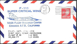 US Space Cover 1974. F-111 Aircraft Super Critical Wing Flight 39. Stan Boyd - United States