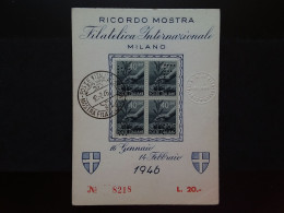 LUOGOTENENZA - Marcofilia - Cartoncino Ufficiale Mostra Filatelica - Milano 1946 - Perfin + Spese Postali - Andere & Zonder Classificatie