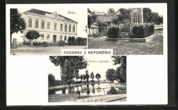 AK Nepomerice, Skola, Pomnik, Partie A Rybnika  - Czech Republic