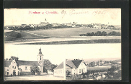 AK Chrastice, Kirche, Ortspartie, Panorama  - Tchéquie