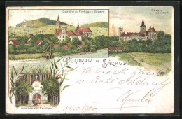 Lithographie Sazava, Opatstvi Sv. Prokopa, Studanka Sv. Prokopa Sazava Od Vychodu  - Czech Republic