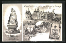 Lithographie Svatá Hora, Kloster, Kalvaria, Hlavni Oltar, Studánka  - Tchéquie