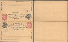 Mexico Double Sided 2c Postal Stationery Card 1880s/90s Unused - Mexico