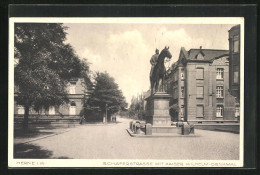 AK Herne I. W., Schäferstrasse Mit Kaiser Wilhelm-Denkmal  - Herne