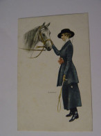 CARTE POSTALE ILLUSTRATEUR BIANCHI FEMME AVEC CHEVAL - Autres & Non Classés