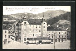 AK Bruck An Der Mur, Hauptplatz Mit Hôtel Strauss, Mittergasse Und Rennfeld  - Sonstige & Ohne Zuordnung