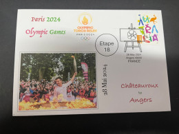 29-5-2024 (6 Z 27) Paris Olympic Games 2024 - Torch Relay (Etape 18) In Angers (28-5-2024) With OZ Stamp - Sommer 2024: Paris