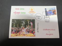 29-5-2024 (6 Z 27) Paris Olympic Games 2024 - Torch Relay (Etape 18) In Angers (28-5-2024) With OZ Stamp - Eté 2024 : Paris