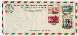 Mexico 1956 Airmail Cover; Mexico D.F. - Congreso Geologico Internacional; Centenary Of Mexico's 1st Postage Stamps - Mexico