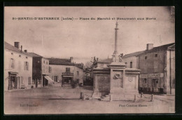 CPA St-Martin-d`Estreaux, Place Du Marché Et Monument Aux Morts  - Autres & Non Classés