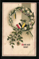 Künstler-AK Maiglöckchen Und Wappen, Zweibund  - War 1914-18