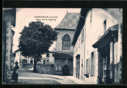 CPA Ambierle, Rue De L`Eglise, Vue De La Rue  - Autres & Non Classés